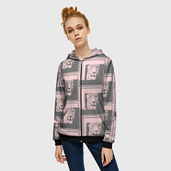 Толстовка на молнии женская Леопард в рамке, цвет: 3D-черный — фото 2