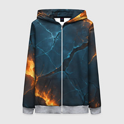 Женская толстовка на молнии Разлом плит с огнем