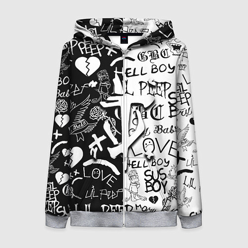 Женская толстовка на молнии Doom x liil peep pattern black / 3D-Меланж – фото 1