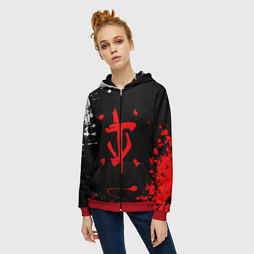 Женская толстовка на молнии Doom краски всплеск / 3D-Красный – фото 3
