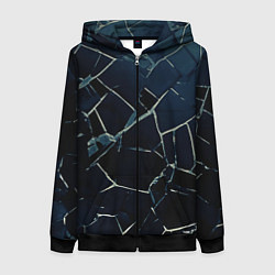 Толстовка на молнии женская Тёмный чёрно-синий битые плиты, цвет: 3D-черный