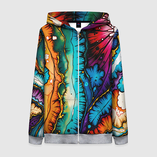 Женская толстовка на молнии Разноцветный узор / 3D-Меланж – фото 1