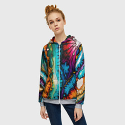 Толстовка на молнии женская Разноцветный узор, цвет: 3D-меланж — фото 2