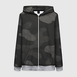 Толстовка на молнии женская Черно-серый камуфляж, цвет: 3D-меланж
