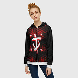Толстовка на молнии женская Doom огненная броня лого, цвет: 3D-белый — фото 2