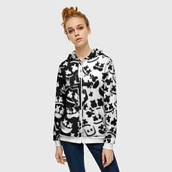 Толстовка на молнии женская Doom x Marshmello pattern, цвет: 3D-белый — фото 2