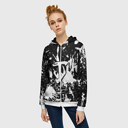 Толстовка на молнии женская Doom белые краски, цвет: 3D-белый — фото 2