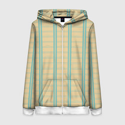 Женская толстовка на молнии Color beige cage light blue stripes