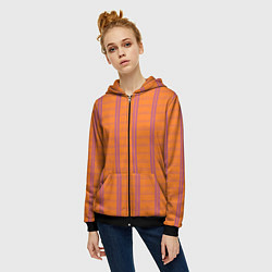 Толстовка на молнии женская Color orange cage, цвет: 3D-черный — фото 2