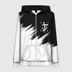 Толстовка на молнии женская Doom краски черно белый, цвет: 3D-белый