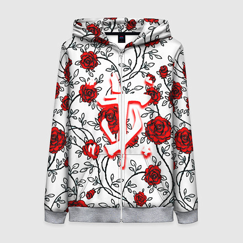 Женская толстовка на молнии Doom розы / 3D-Меланж – фото 1