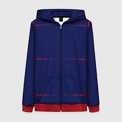 Толстовка на молнии женская Color blue red stripes, цвет: 3D-красный