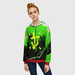 Толстовка на молнии женская Doom шторм кислотное лого, цвет: 3D-красный — фото 2