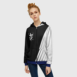 Толстовка на молнии женская Doom white geometry, цвет: 3D-синий — фото 2