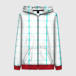 Толстовка на молнии женская Color white light blue crosses, цвет: 3D-красный