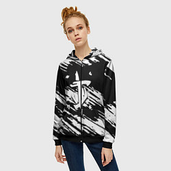 Толстовка на молнии женская Doom краски полосы, цвет: 3D-черный — фото 2