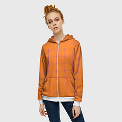 Толстовка на молнии женская Color orange stripe, цвет: 3D-белый — фото 2