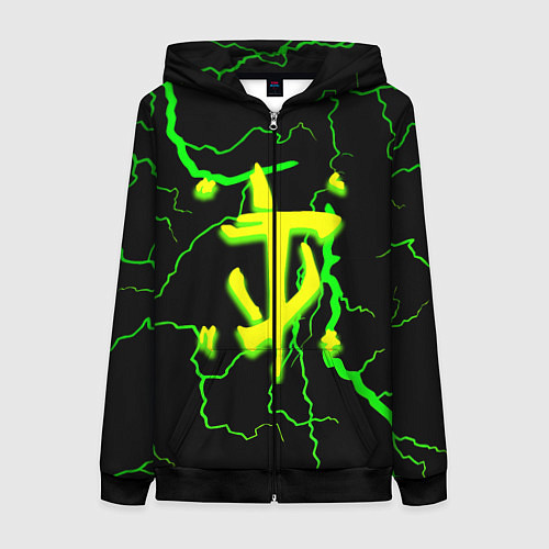 Женская толстовка на молнии Doom кислотный шторм молнии / 3D-Черный – фото 1