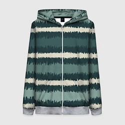 Толстовка на молнии женская Полосы зигзагообразные зеленые, цвет: 3D-меланж