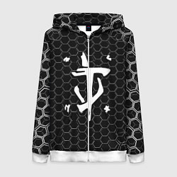 Толстовка на молнии женская Doom соты текстура, цвет: 3D-белый