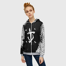 Толстовка на молнии женская Doom соты краски, цвет: 3D-меланж — фото 2