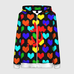 Толстовка на молнии женская Doom love pixel pattern, цвет: 3D-белый