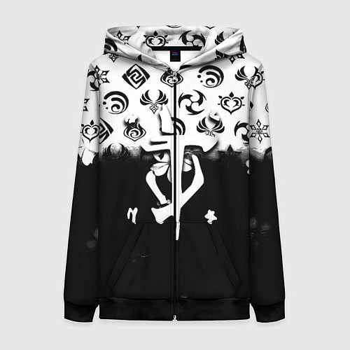 Женская толстовка на молнии Doom черно белые аниме / 3D-Черный – фото 1