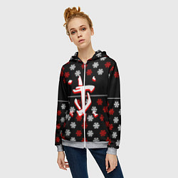 Толстовка на молнии женская Doom winter pattern steel, цвет: 3D-меланж — фото 2