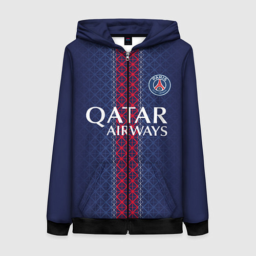 Женская толстовка на молнии ПСЖ домашняя форма 25 26 / 3D-Черный – фото 1