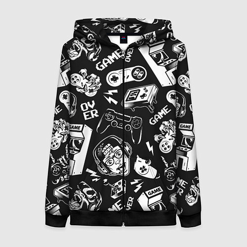Женская толстовка на молнии Retro gamer pattern / 3D-Черный – фото 1