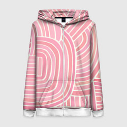 Толстовка на молнии женская Абстрактный узор розовый, цвет: 3D-белый