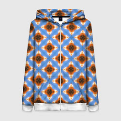 Толстовка на молнии женская Калейдоскоп на голубом фоне, цвет: 3D-белый