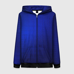 Толстовка на молнии женская Синий с затемнением текстура, цвет: 3D-черный
