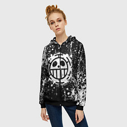 Толстовка на молнии женская Пираты сердца - лого, цвет: 3D-черный — фото 2