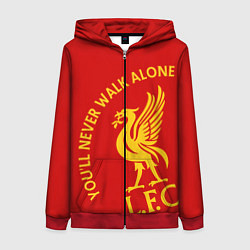 Толстовка на молнии женская Ливерпуль youll never walk alone, цвет: 3D-красный