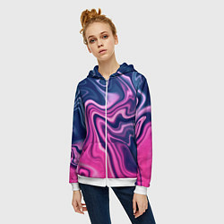 Толстовка на молнии женская Абстракция, цвет: 3D-белый — фото 2