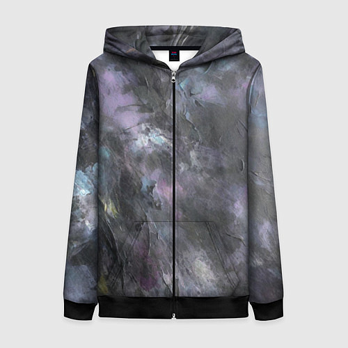 Женская толстовка на молнии Абстракция - dark blue oil painting / 3D-Черный – фото 1