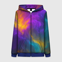 Толстовка на молнии женская Смешение разноцветных красок, цвет: 3D-синий