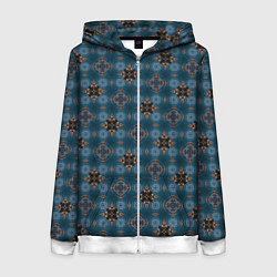 Толстовка на молнии женская Сине-черный узорчатый паттерн, цвет: 3D-белый
