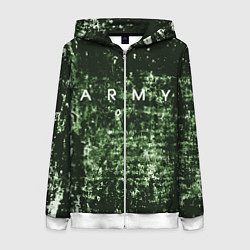 Толстовка на молнии женская Армия на защитном цвете, цвет: 3D-белый