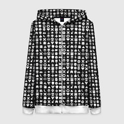 Женская толстовка на молнии Любовь смерть и роботы, глитч символ паттерн