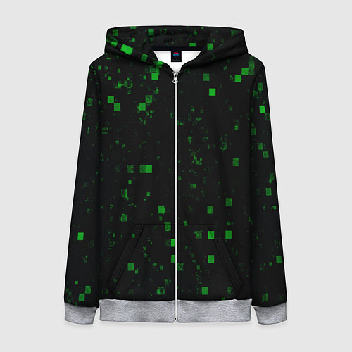 Женская толстовка на молнии Color green khaki / 3D-Меланж – фото 1