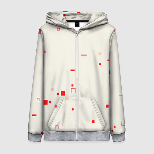 Женская толстовка на молнии Color white red shapes / 3D-Меланж – фото 1