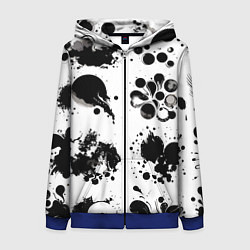Женская толстовка на молнии Чёрно-белые кляксы - абстракция