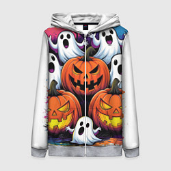 Толстовка на молнии женская Happy Halloween 25, цвет: 3D-меланж