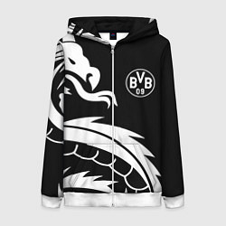 Толстовка на молнии женская Borussia дракон белый, цвет: 3D-белый