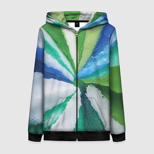 Женская толстовка на молнии Радуга цветов мальдивских островов / 3D-Черный – фото 1