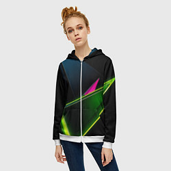 Толстовка на молнии женская Неоновое освещение, цвет: 3D-белый — фото 2