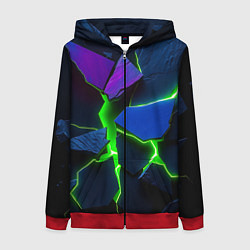 Толстовка на молнии женская Neon tile, цвет: 3D-красный