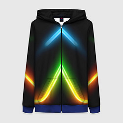 Толстовка на молнии женская Neon multicolored lines, цвет: 3D-синий